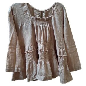 Free People romantic blouse ruched ruffled XS